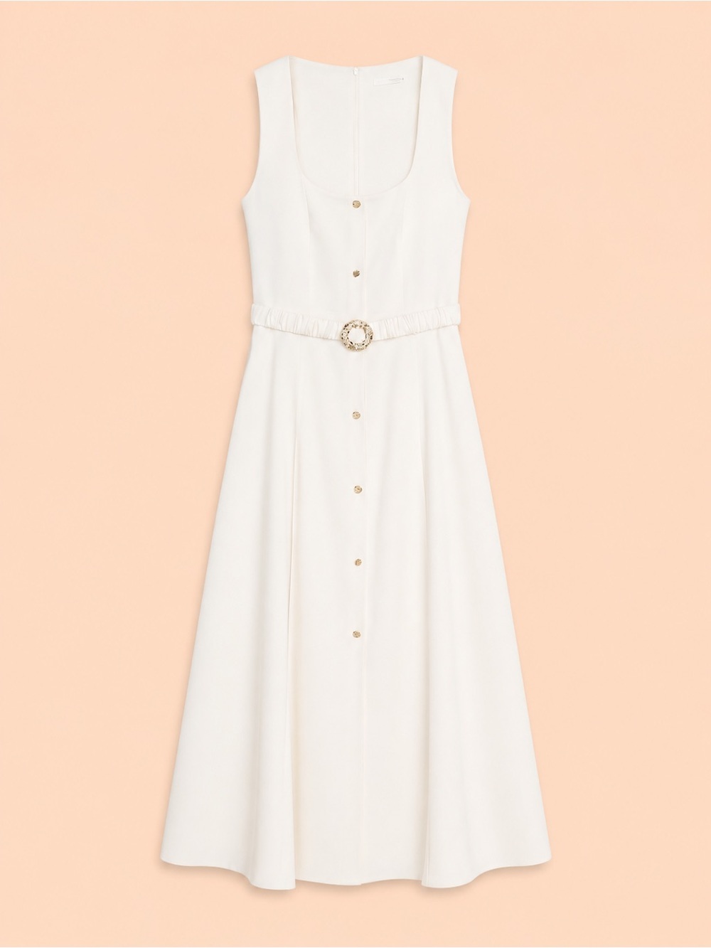 ZARA IVORY BELTED MIDI DRESS